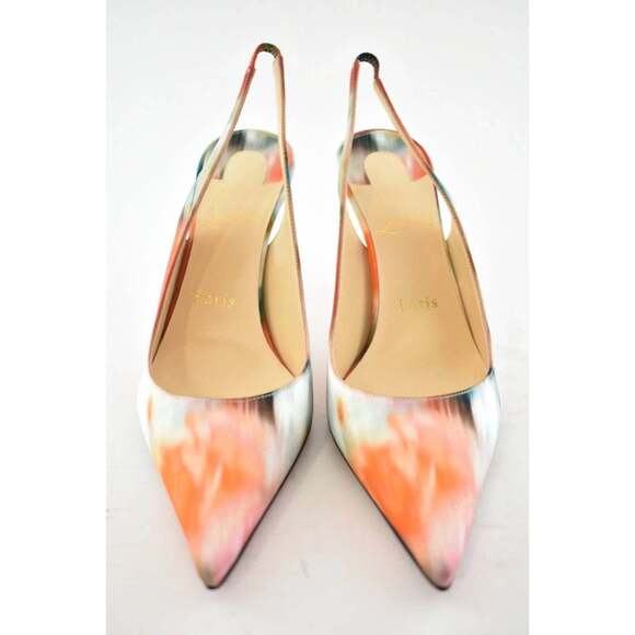 Christian Louboutin Clare Sling 80 Red Crepe Satin Impressioniste Heel Pump 38 - Picture 5 of 9